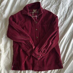 LL Bean Flannel-Lined Corduroy Shirt in Cranberry (Size XS)